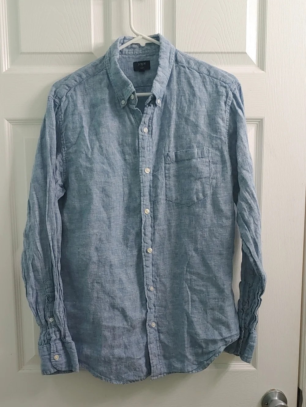 J. Crew Linen Chambray Shirt Men's M Light Blue Button Down